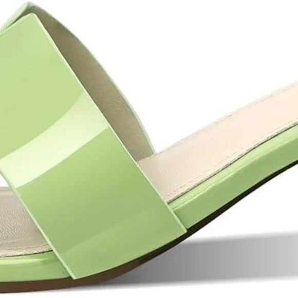 Women's Chunky Square Open Toe Low Block Kitten Heels - Picture 3 of 7